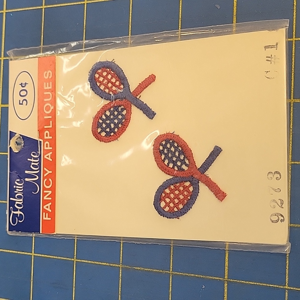 Vintage Sew On Appliques Tennis Design Set of 2 New